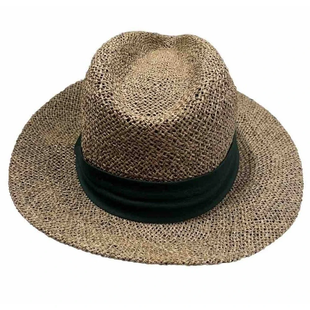 Straw Hat Mens Green Band Sun Protection Styled In Australia Summer Club